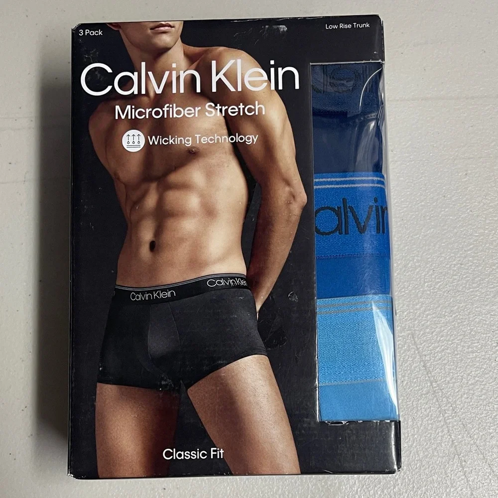 Calvin Klein Black and Blue Boxer Briefs with Signature‎ Waistband